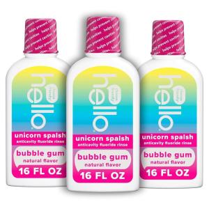 imageHello Kids Mouthwash with Unicorn Bubble Gum Flavor Alcohol Free Mouthwash for Kids with Fluoride Safe for Ages 6 and Up Anticavity Vegan No Alcohol No Dyes 16 Oz Bottles Pack of 3Bubblegum