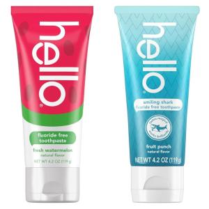 imageHello Natural Watermelon Flavor Baby ampamp Kids Fluoride Free Toothpaste Vegan SLS Free Gluten Free Safe to Swallow for Baby and Toddlers 42 Ounce Pack of 3Variety Pack