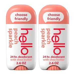 imageHello Peach Aluminum Free Deodorant for Women  Men Natural Fragrance Dermatologically tested Baking Soda Free Parabens Free Dye Free 24 Hour Odor Protection Pack of 2