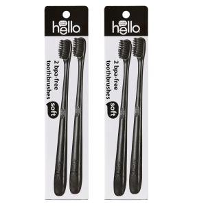 imagehello Charcoal Soft Toothbrush with Activated Charcoal from Sustainable Bamboo BPA Free Made from PlantBased Materials 4 Pack