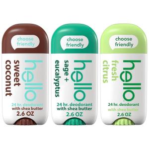 imagehello Deodorant Variety Pack Sweet Coconut Fresh Citrus White Sage for Women  Men Aluminum Free Baking Soda Free Parabens Free 24 Hour Odor Protection 26 Ounce 3 Pack