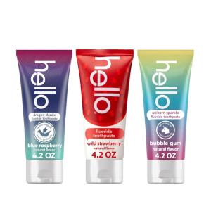 imagehello Kids Fluoride Toothpaste Variety Pack Includes a Strawberry Unicorn Bubble Gum and Blue Raspberry Toothpaste Safe for Ages 2 and Up 3 Pack 42 Oz Each