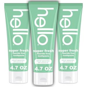 imagehello Super Fresh Fluoride Free Toothpaste Toothpaste for Bad Breath Helps Remove Surface Stains Natural Spearmint 3 Pack 47 Oz Tubes
