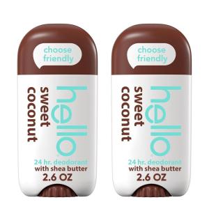 imagehello Sweet Coconut Deodorant With Shea Butter for Women  Men Aluminum Free Baking Soda Free Parabens Free 24 Hour Odor Protection 26 Ounce 2 Pack