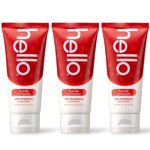 imagehello Wild Strawberry Kids Toothpaste with Fluoride Strawberry Toothpaste for Kids Safe for Ages 2 and Up Helps Prevent Cavities Strengthen Enamel and Polishes Teeth ADA Approved 3 Pack 42 OzStrawberry