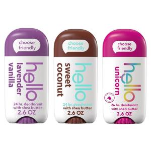 imagehello Deodorant Variety Pack Aluminum Free Deodorant for Women and Men with Shea Butter Lavender Vanilla Sweet Coconut Unicorn Baking Soda Free 3 x 26 oz Sticks