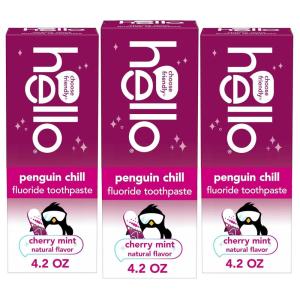 image:imageHello Penguin Chill Kids Toothpaste with Fluoride Kids Mint Toothpaste with Cherry Flavor Freshens Breath and Helps Prevent Cavities Strengthens Enamel SLS Free 42 oz Tube Pack of 3