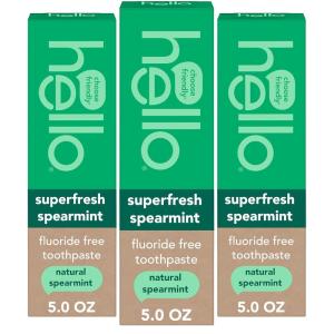 image:imageHello Superfresh Natural Spearmint Fluoride Free Toothpaste for Bad Breath 5 Oz Minty Bad Breath Toothpaste Cool and Refreshing Taste Helps Whiten Teeth and Reduce Plaque SLS Free Vegan 3 Pack