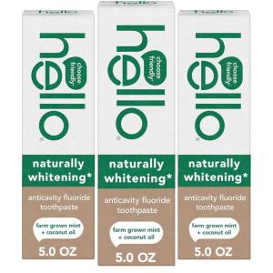 image:imageHello Naturally Whitening Anticavity Fluoride Toothpaste 5 Oz Tube Natural Whitening Toothpaste with Coconut Oil Whitens Naturally and Helps Remove Surface Stains SLS Free Vegan Mint 3 Pack
