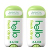 image:imagehello Fresh Citrus Aluminum Free Deodorant for Women and Men 72Hour Deodorant Only 9 Ingredients Baking Soda Free Enriched with Shea Butter Vegan 26 oz Stick Deodorant 2 PackFresh Citrus