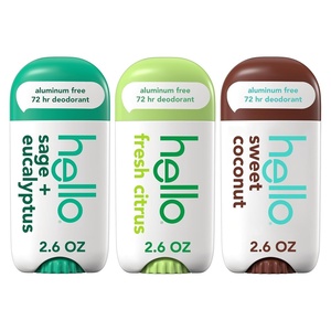 image:imagehello Fresh Citrus Aluminum Free Deodorant for Women and Men 72Hour Deodorant Only 9 Ingredients Baking Soda Free Enriched with Shea Butter Vegan 26 oz Stick Deodorant 2 PackVariety Pack