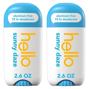 image:imagehello Fresh Citrus Aluminum Free Deodorant for Women and Men 72Hour Deodorant Only 9 Ingredients Baking Soda Free Enriched with Shea Butter Vegan 26 oz Stick Deodorant 2 PackSunny Daze