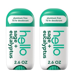 image:imagehello Fresh Citrus Aluminum Free Deodorant for Women and Men 72Hour Deodorant Only 9 Ingredients Baking Soda Free Enriched with Shea Butter Vegan 26 oz Stick Deodorant 2 PackWhite Sage  Eucalyptus