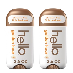 image:imagehello Fresh Citrus Aluminum Free Deodorant for Women and Men 72Hour Deodorant Only 9 Ingredients Baking Soda Free Enriched with Shea Butter Vegan 26 oz Stick Deodorant 2 PackGolden Hour