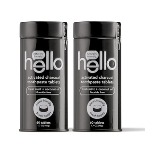 image:imageHello Activated Charcoal Teeth Whitening Eco Friendly Travel Toothpaste Tablets Fresh Mint and Coconut Oil Fluoride Free TSA Compliant Vegan SLS Free PlasticFree 60 Tablets2 pack