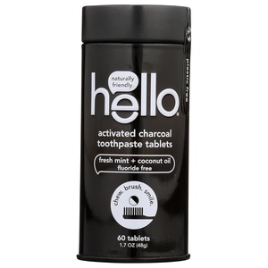 image:imageHello Activated Charcoal Teeth Whitening Eco Friendly Travel Toothpaste Tablets Fresh Mint and Coconut Oil Fluoride Free TSA Compliant Vegan SLS Free PlasticFree 60 Tablets1 pack