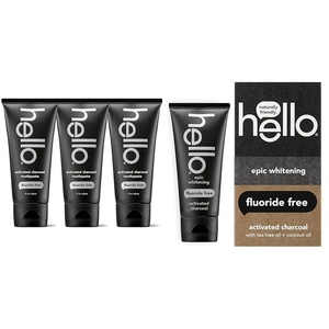 image:imageHello Activated Charcoal Toothpaste 3 Pack Fluoride Free Whitening Toothpaste with Charcoal Mint and Coconut Oil