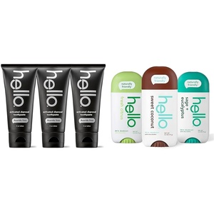 image:imageHello Activated Charcoal Toothpaste 3 Pack and Hello Deodorant Variety Pack with Sweet Coconut Fresh Citrus White Sage Eucalyptus 3 Pack