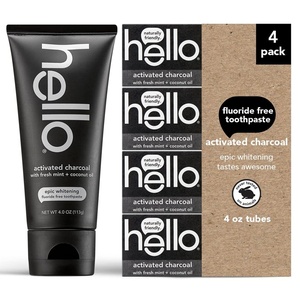 image:imagehello Activated Charcoal Epic Teeth Whitening Fluoride Free Toothpaste Fresh Mint and Coconut Oil Vegan SLS Free Gluten Free and Peroxide Free 4 Ounce Pack of 4