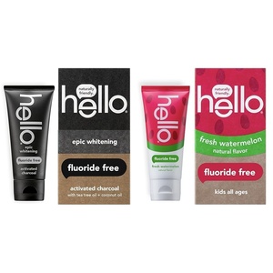 image:imagehello Activated Charcoal Epic Whitening Fluoride Free Toothpaste Fresh Mint  Coconut Oil Vegan amp SLS Free amp Kids Natural Watermelon Fluoride Free Toothpaste Vegan amp SLS Free