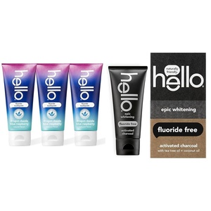 image:imagehello Dragon Dazzle Blue Raspberry Kids Toothpaste amp Activated Charcoal Epic Whitening Fluoride Free Toothpaste Fresh Mint  Coconut Oil Vegan amp SLS Free