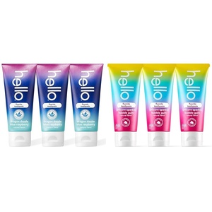 image:imagehello Kids Toothpaste with Fluoride Blue Raspberry and Bubble Gum Flavors Pack of 3 42 OZ Tubes